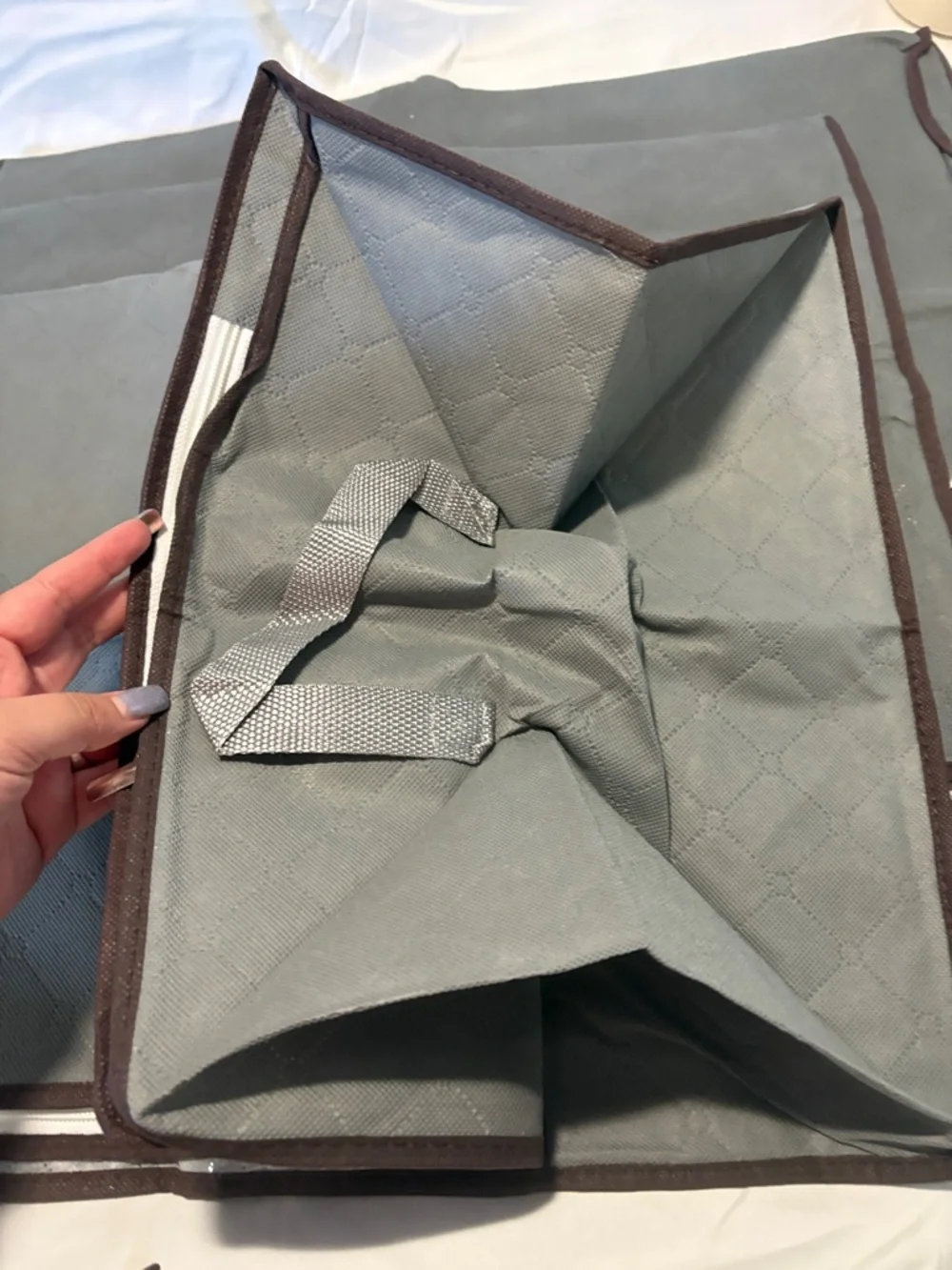 Gray storage organization bags